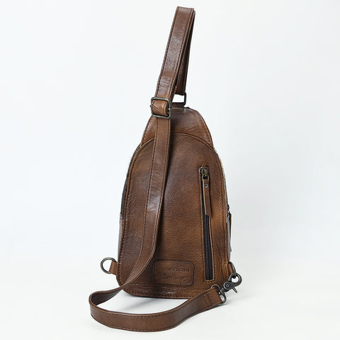 American Darling Western Leather Sling Bag with Crocodile Embossed Detailing ï¿½ Genuine Hair-on cowhide Leather