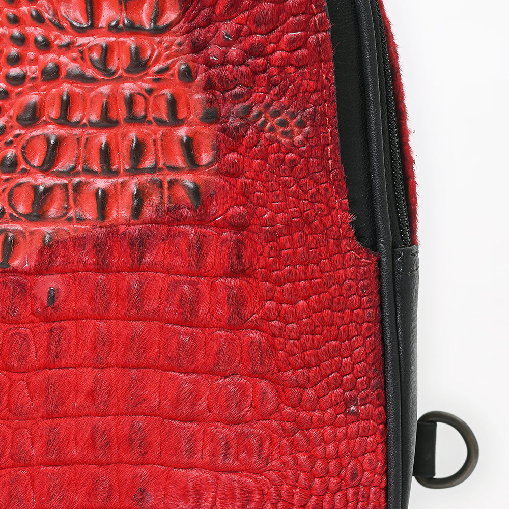ADBG1538 Gator Embossed Hair-On Leather Sling Bag - Bold Western Crossbody