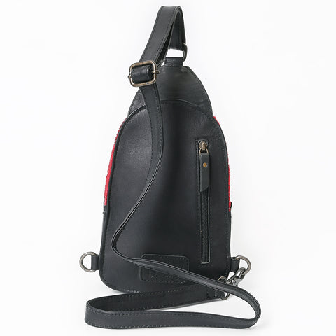 American Darling Western Leather Sling Bag with Crocodile Embossed Detailing ï¿½ Genuine Hair-on cowhide Leather