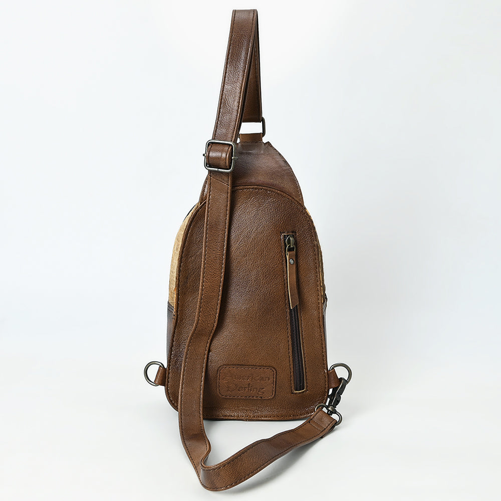 ADBG1538 Gator Embossed Hair-On Leather Sling Bag - Bold Western Crossbody