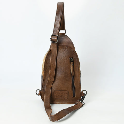 American Darling Western Leather Sling Bag with Crocodile Embossed Detailing ï¿½ Genuine Hair-on cowhide Leather
