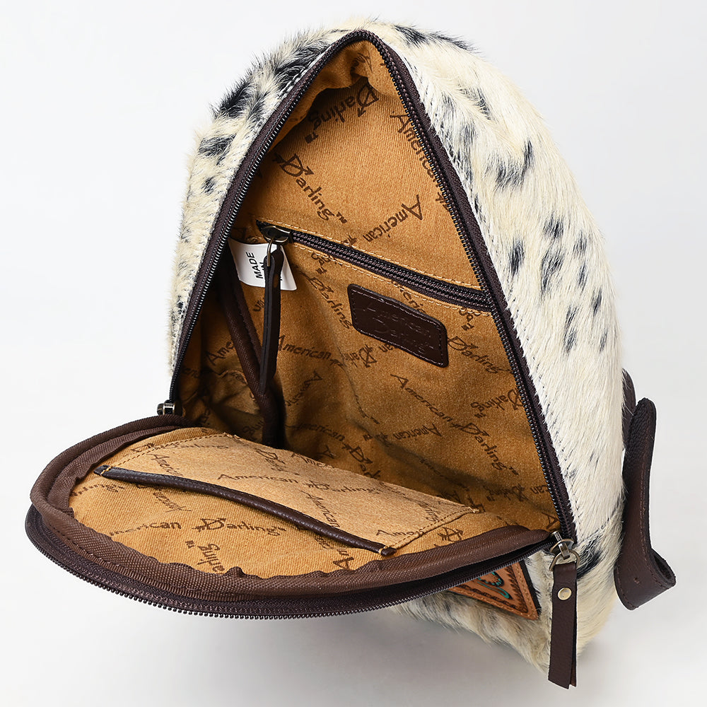 ADBGA590 Genuine Leather Sling Bag-Western Hand-Tooled Floral Crossbody Backpack for Women