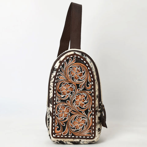 American Darling Genuine Hand Tooled Leather Hair On Hide Sling Bag