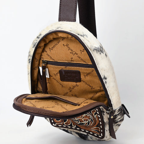 American Darling Genuine Hand Tooled Leather Hair On Hide Sling Bag