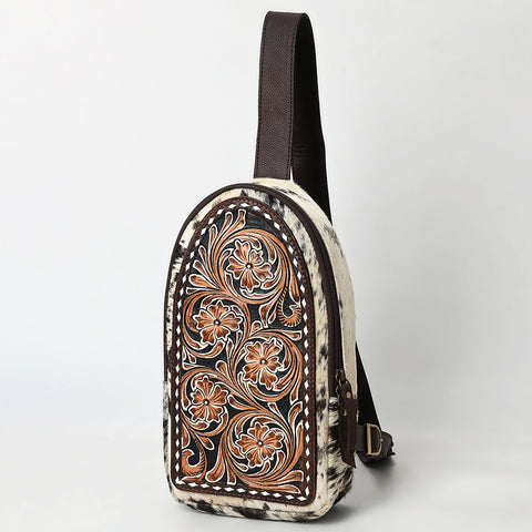 American Darling Genuine Hand Tooled Leather Hair On Hide Sling Bag