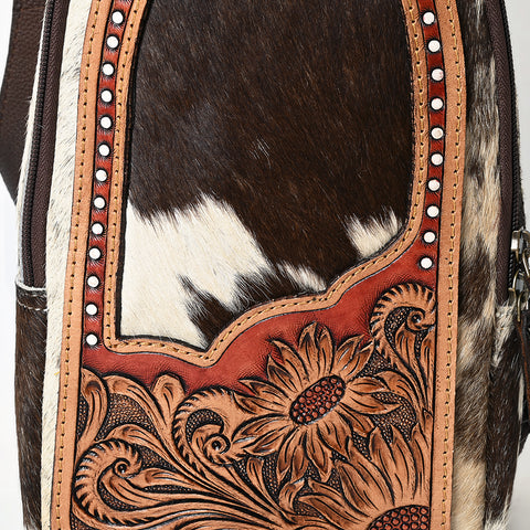 Handcrafted Cowhide Leather Sling Bag-Western Floral Tooled Crossbody