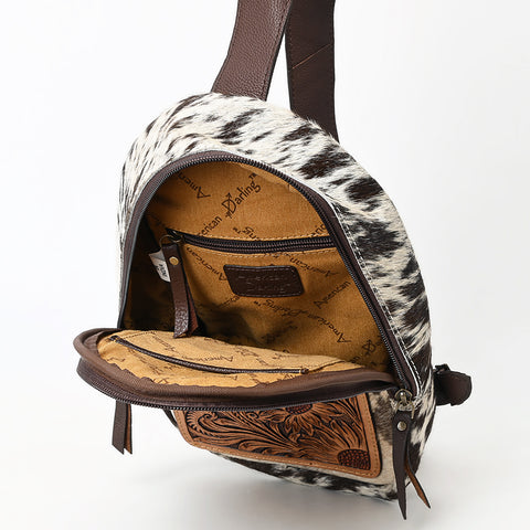 Handcrafted Cowhide Leather Sling Bag-Western Floral Tooled Crossbody