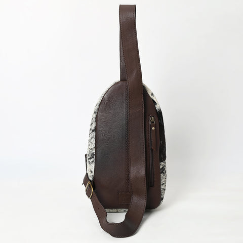 American Darling Hair-On Cowhide Hand Tooled Genuine Leather Sling Bag