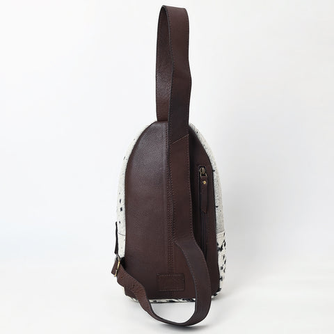 American Darling Hair-On Cowhide Hand Tooled Genuine Leather Sling Bag