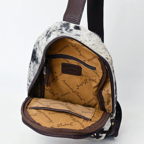 American Darling Buck Stitched Floral Carved Hair-On Sling Bag