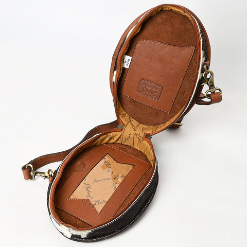 American Darling Buck Stitched Floral Carved Genuine Leather Canteen Bag