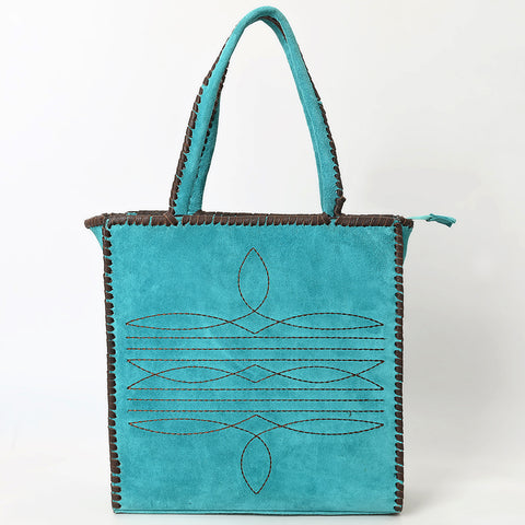 American Darling Western Tote Bag Genuine suede Leather with Whipstitch Detailing