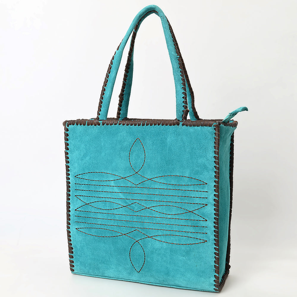 ADBGA606 Western Tote Bag-Genuine Genuine suede Leather with Whipstitch Detailing