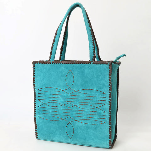 American Darling Western Tote Bag Genuine suede Leather with Whipstitch Detailing