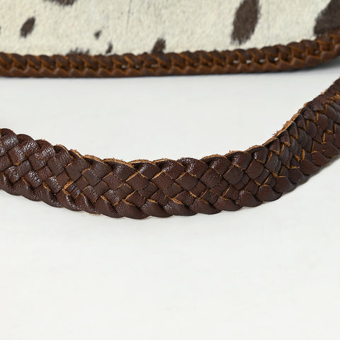 ADBGM457 Hair-On Cowhide Crossbody Bag - Black & White Western Braided Leather Purse