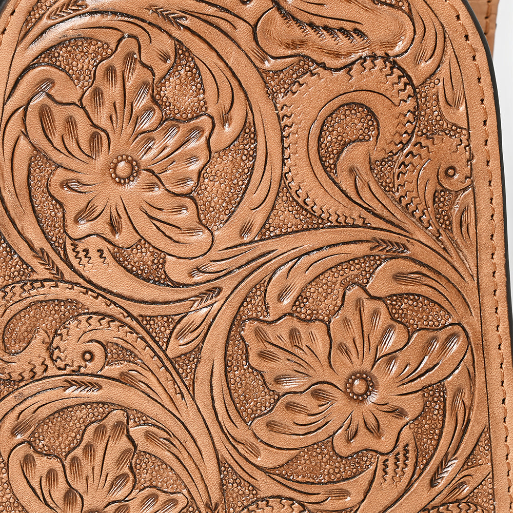 ADBG1542 Hand-Tooled Leather Sling Backpack - Western Crossbody Daypack