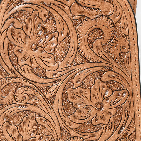 American Darling Western Leather Sling Bag with Hand-Tooled Floral Design ï¿½ Genuine Vegetable-Tanned Leather