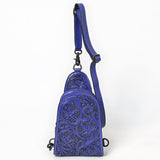 ADBG1542 Hand-Tooled Leather Sling Backpack - Western Crossbody Daypack