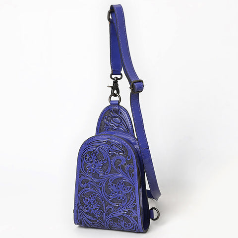 American Darling Western Leather Sling Bag with Hand-Tooled Floral Design ï¿½ Genuine Vegetable-Tanned Leather