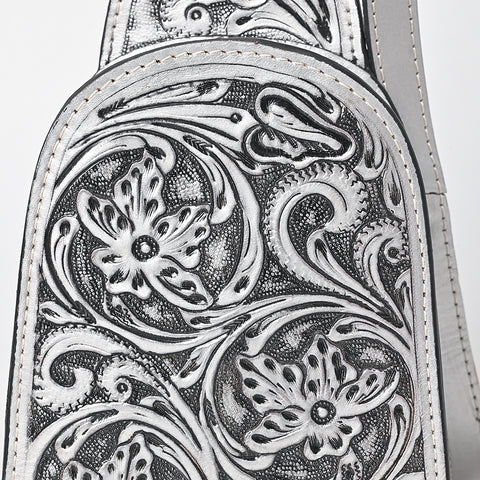 American Darling Western Leather Sling Bag with Hand-Tooled Floral Design ï¿½ Genuine Vegetable-Tanned Leather