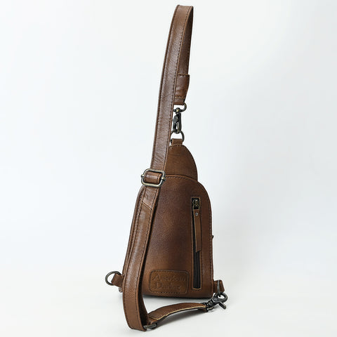 American Darling Handcrafted Western Leather Sling Bag with Hair-On Cowhide & Hand-Tooled Details