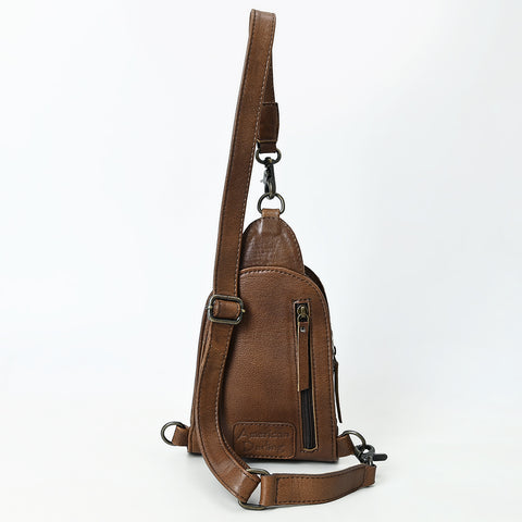 American Darling Handcrafted Western Leather Sling Bag with Hair-On Cowhide & Hand-Tooled Details