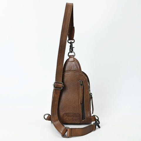 American Darling Handcrafted Western Leather Sling Bag with Hair-On Cowhide & Hand-Tooled Details
