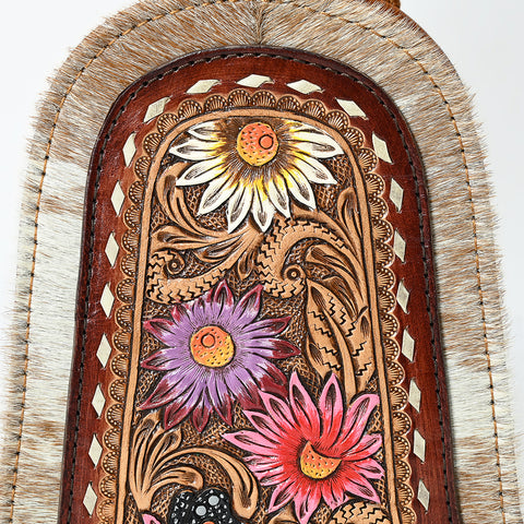 American Darling Handcrafted Western Leather Sling Bag with Hair-On Cowhide & Hand-Tooled Details