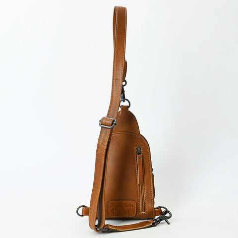 American Darling Handcrafted Western Leather Sling Bag with Hair-On Cowhide & Hand-Tooled Details