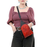 ADBG1544 Cowhide and Embossed Leather Sling Bag - Western Crossbody Backpack