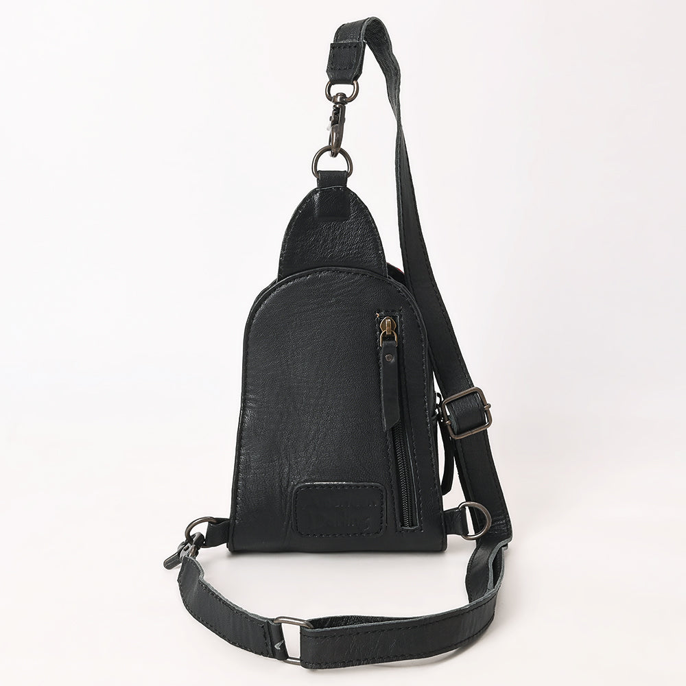 ADBG1544 Cowhide and Embossed Leather Sling Bag - Western Crossbody Backpack