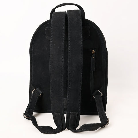 American Darling Western Genuine Suede Leather Backpack Bag with Fringe & Hand-Tooled Floral Accents