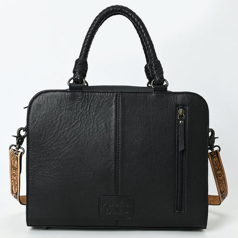 American Darling Western Leather Tote Bag with Hair-On Cowhide & Hand-Tooled Floral Panels