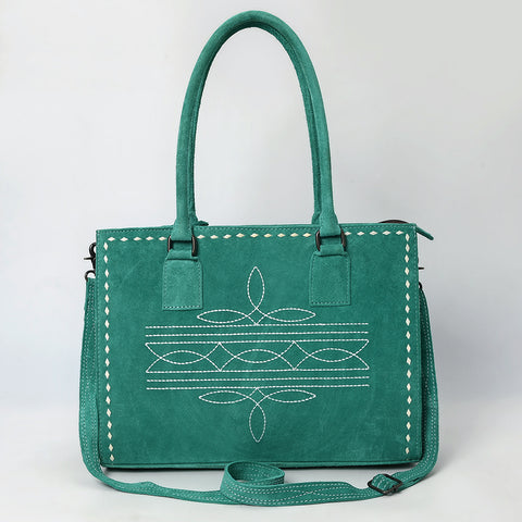 American Darling Western Genuine Suede Leather Tote Bag with Buck Stitching | Handcrafted Everyday Tote