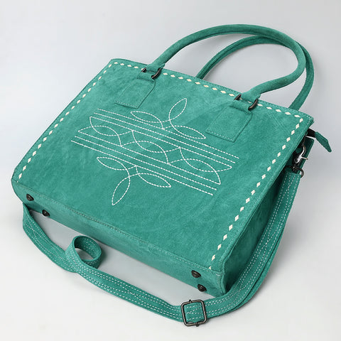 American Darling Western Genuine Suede Leather Tote Bag with Buck Stitching | Handcrafted Everyday Tote