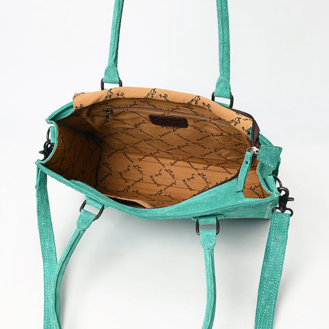 American Darling Western Genuine Suede Leather Tote Bag with Buck Stitching | Handcrafted Everyday Tote