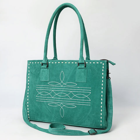 American Darling Western Genuine Suede Leather Tote Bag with Buck Stitching | Handcrafted Everyday Tote