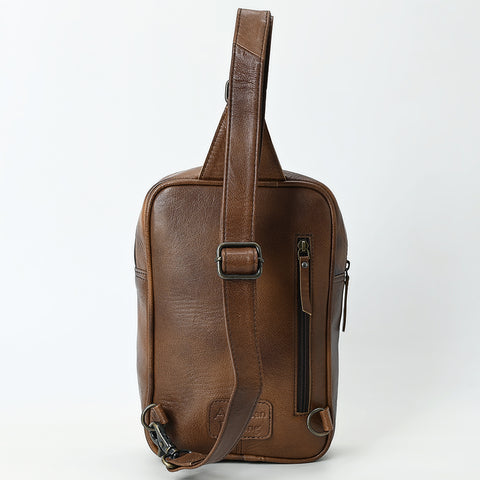 American Darling Western Leather Sling Bag with Hair-On Cowhide & Hand-Tooled Floral Accents