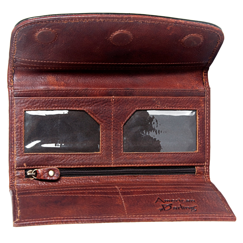 LC-ADBGM102 Western Floral Tooled Leather Wallet - Boho Rodeo Clutch