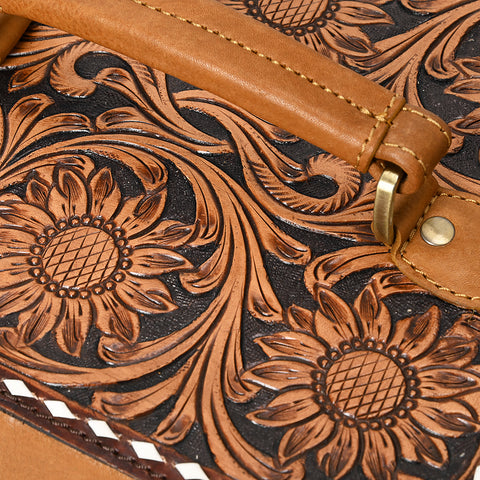 American Darling Hair-On Cowhide Floral Carved Leather Jewelry Case