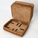 ADBGA454 American Darling Double-Layer Tooled Leather Cowhide Jewelry Case Western Vanity Organizer