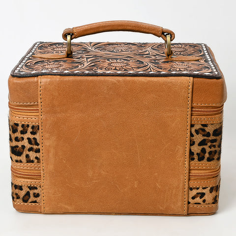 American Darling Hair-On Cowhide Floral Carved Leather Jewelry Case