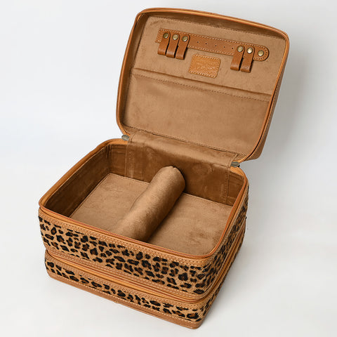 American Darling Hair-On Cowhide Floral Carved Leather Jewelry Case