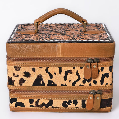 American Darling Hair-On Cowhide Floral Carved Leather Jewelry Case