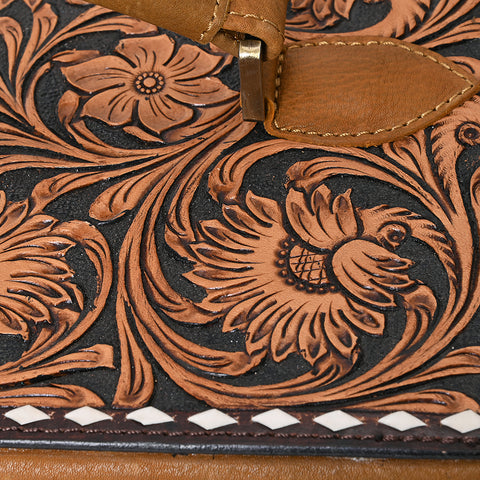 American Darling Hair-On Cowhide Floral Carved Leather Jewelry Case