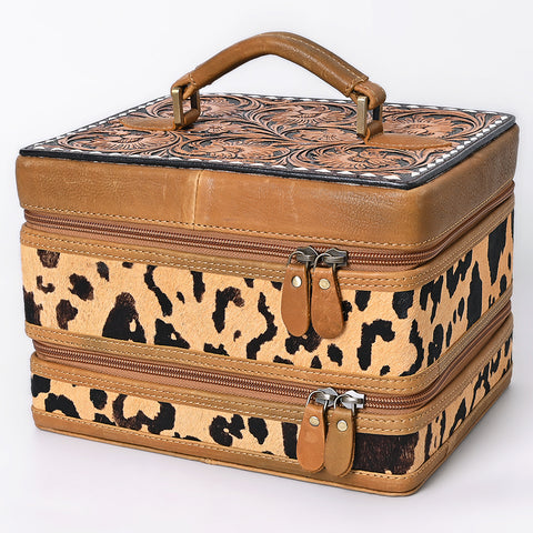 American Darling Hair-On Cowhide Floral Carved Leather Jewelry Case
