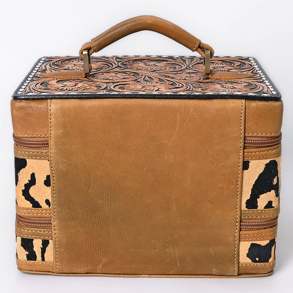 ADBGA454 American Darling Double-Layer Tooled Leather Cowhide Jewelry Case Western Vanity Organizer