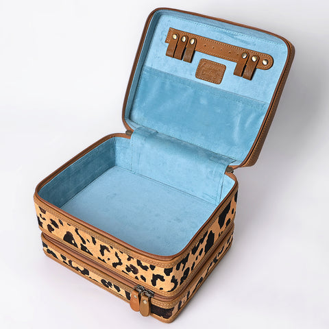 American Darling Hair-On Cowhide Floral Carved Leather Jewelry Case