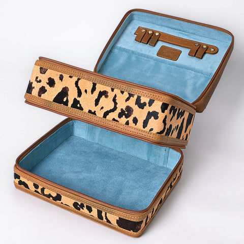 American Darling Hair-On Cowhide Floral Carved Leather Jewelry Case