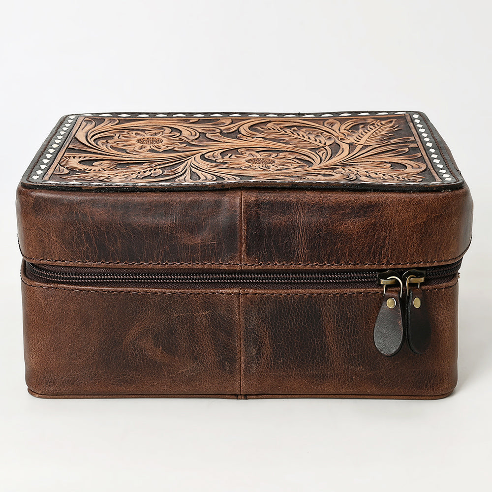 ADBGA573 Tooled Leather Jewelry Case Genuine Western Cowgirl Organizer
